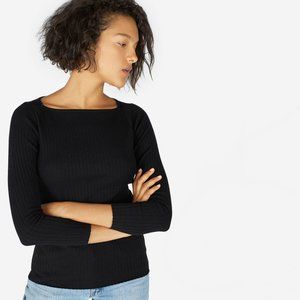 Everlane Luxe Wool Ribbed Boatneck Black Small